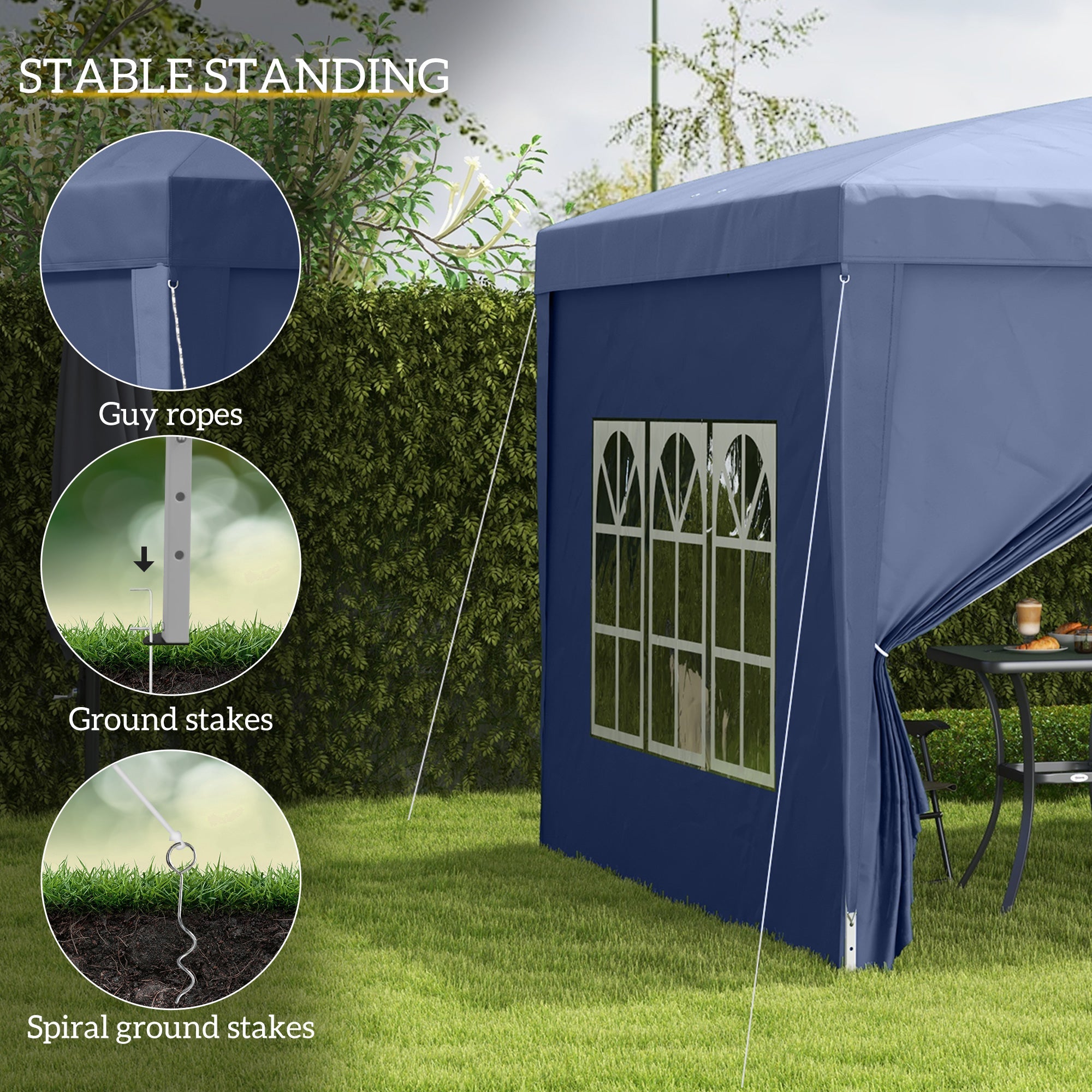 Outsunny 10'x10' Pop Up Canopy Tent Gazebo for Outdoor Parties Weddings Events Portable Folding Steel Frame Blue