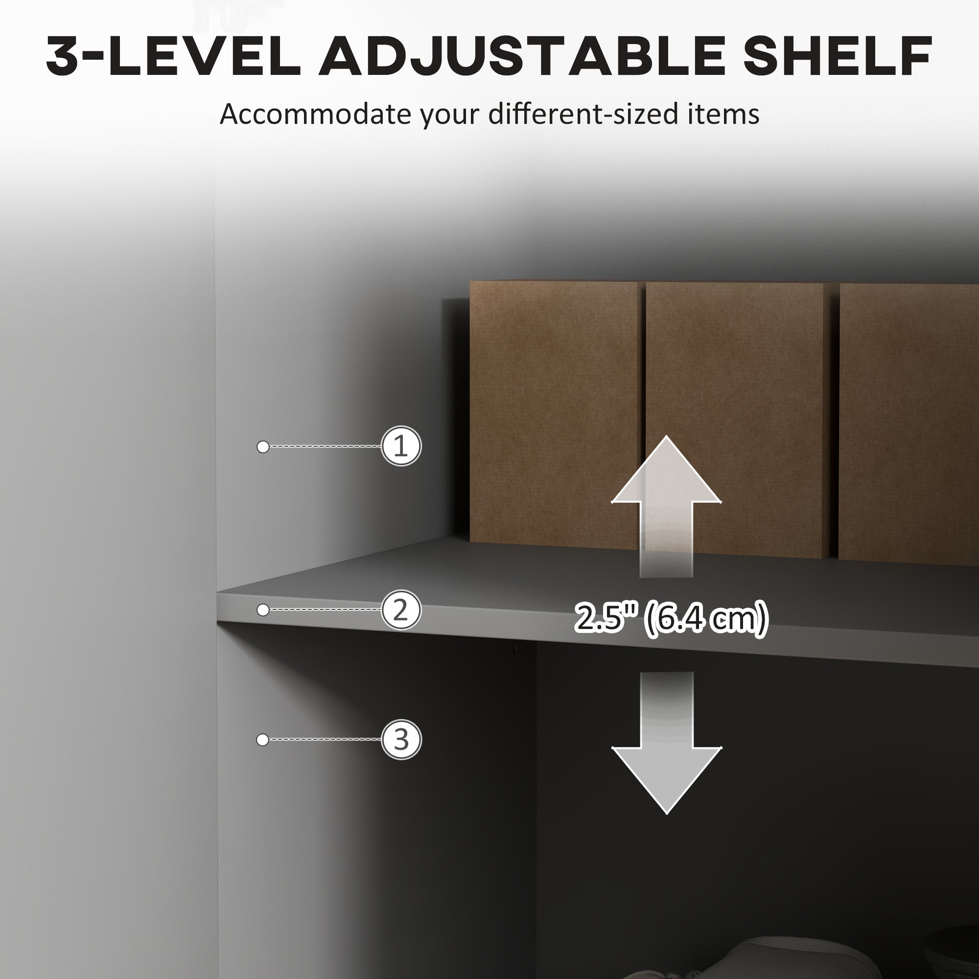 HOMCOM Modern Kitchen Storage Cabinet, Sideboard Buffet Cabinet with Adjustable Shelves for Kitchen Hallway, Grey