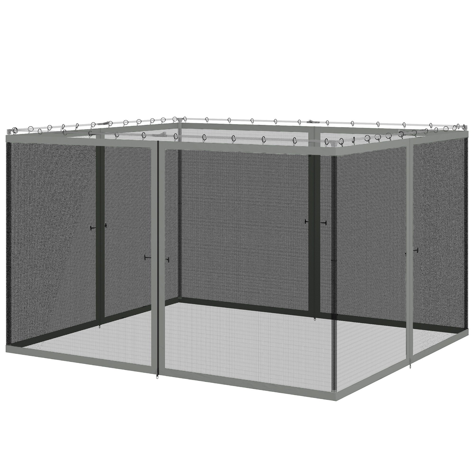 Outsunny Replacement Mosquito Netting for Gazebo 10' x 12' Black Screen Walls for Canopy with Zippers