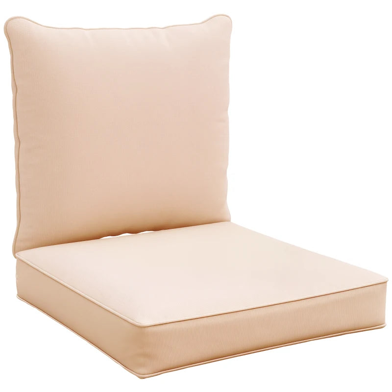Patio Chair Cushions, Thick Deep Seat Outdoor Seat Cushion with Back Cushion, Beige