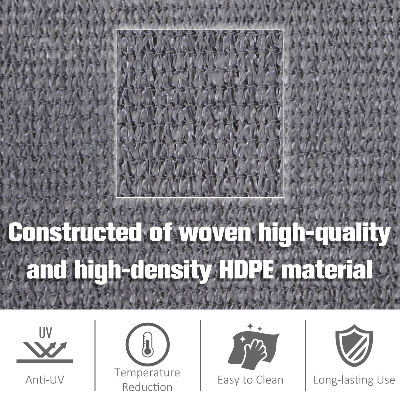 Outsunny 10ft x10ft Square Canopy Sun Sail Shade Garden Cover UV Protector Outdoor Patio Lawn Shelter with Carrying Bag Grey