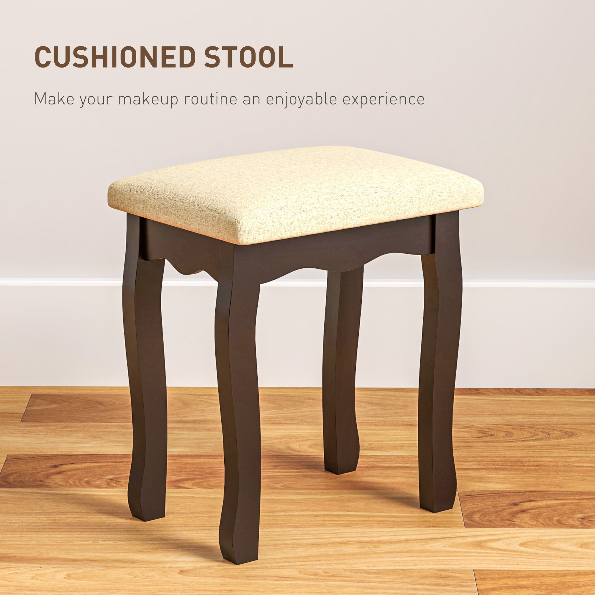 HOMCOM Makeup Vanity Desk with Mirror and Stool, Vanity Set with 10 LED Lights, 5 Drawers and 3 Compartments, Black