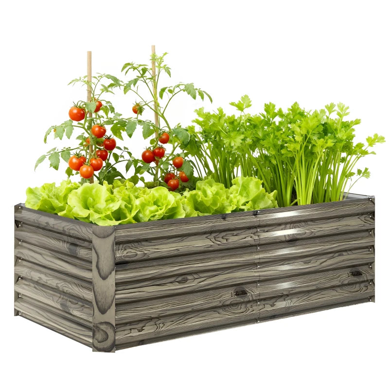 6' x 3' x 2' Raised Garden Bed, Galvanized Planter Box for Growing Flowers, Herbs and Vegetables, Light Wood Effect