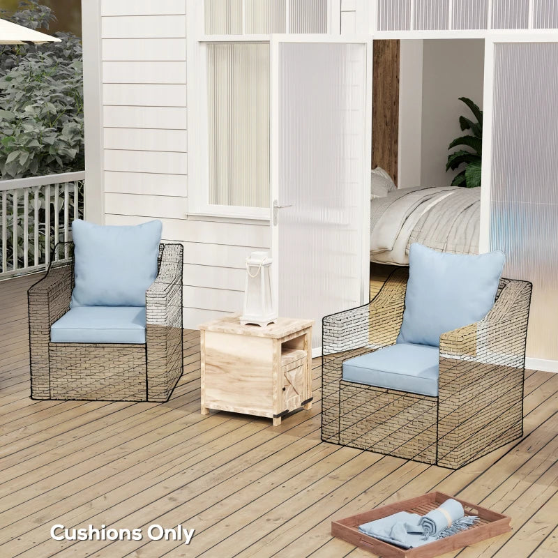 Seat Cushion Back Pillows Replacement Set of 2, Patio Chair Cushions Set for Indoor Outdoor, Light Blue