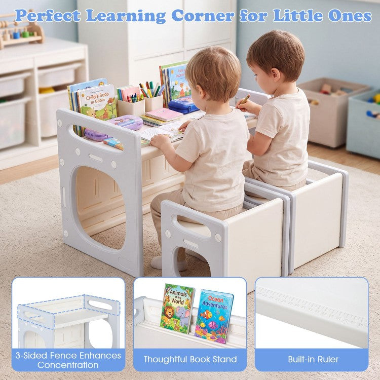 Kids Table & Chairs Set for Toddlers Ages 1-5 – Convertible Activity Table, Desk, Stools & Storage