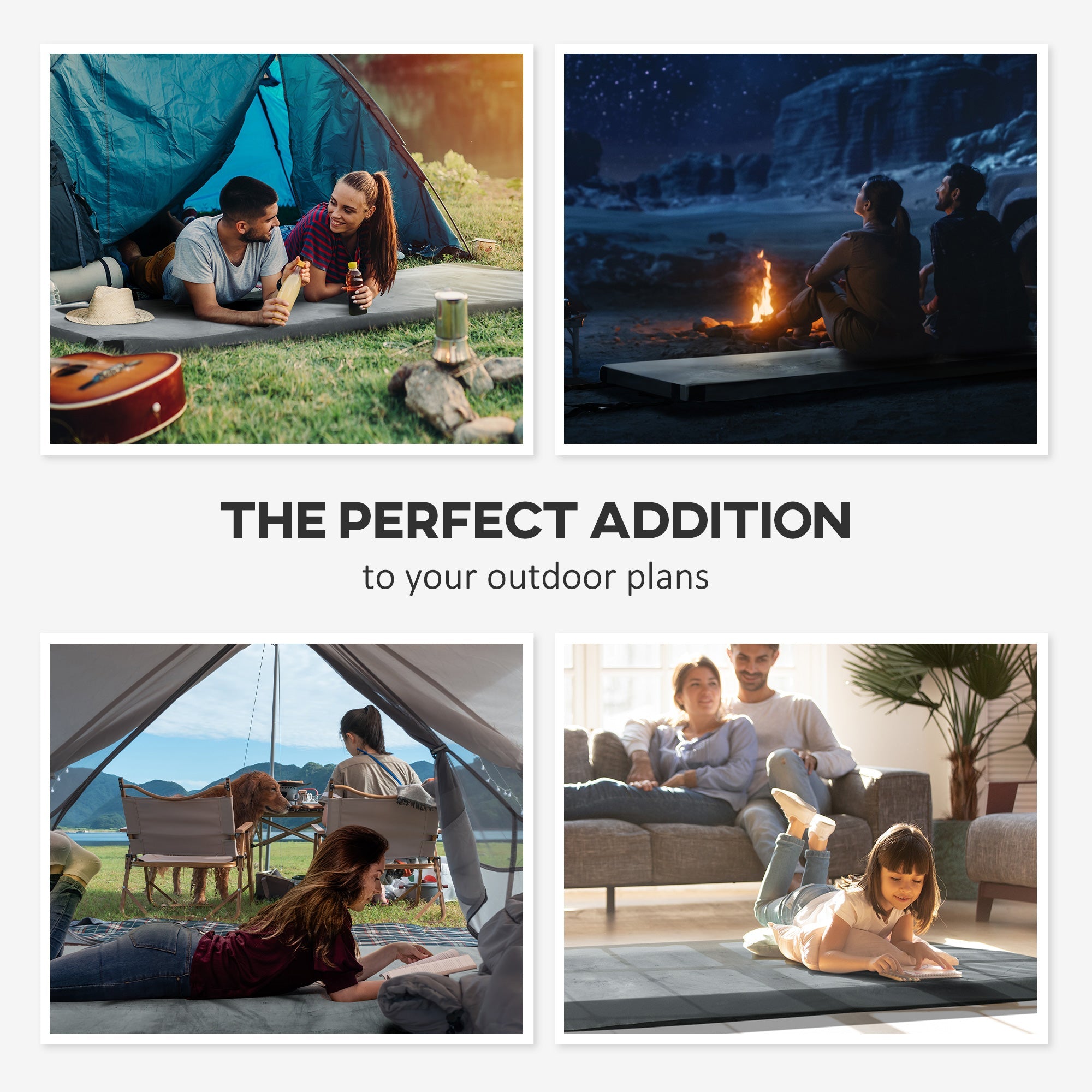 Outsunny Camping Sleeping Mat Memory Foam Pad 2.8'' Thick Portable Roll Up Mattress with Travel Bag Grey