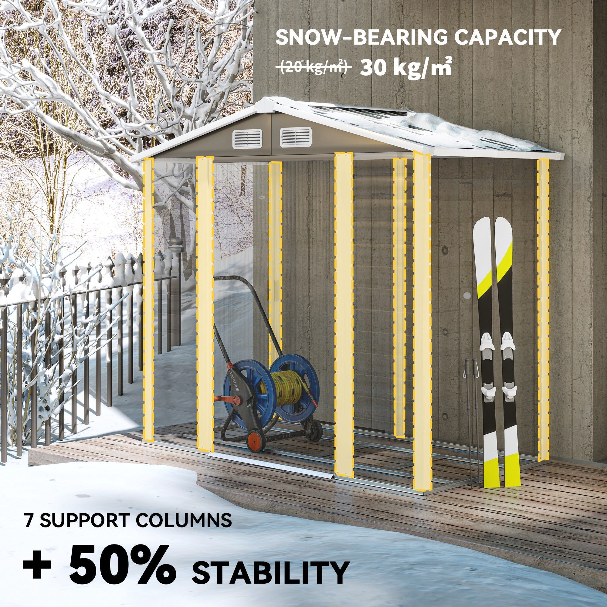 Outsunny 7' x 4' Outdoor Storage Shed, Metal Garden Shed with Lockable Doors and Gloves for Backyard, Garden, Patio, Dark Grey