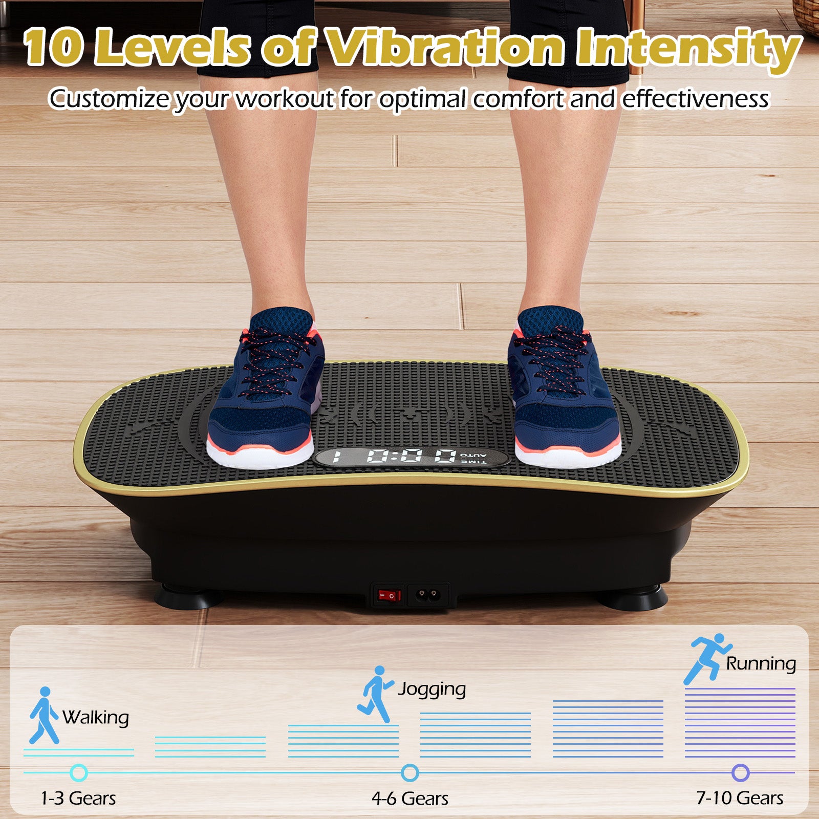Vibration Plate Exercise Machine for Lymphatic Drainage & Full Body Workouts with 10 Speed Levels