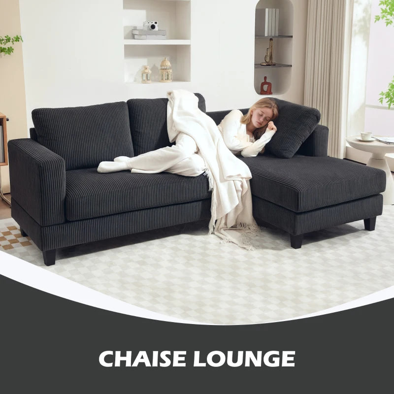 L Shaped Couch, L Shape Sofa with Chaise Lounge and Spring Cushion for Living Room, Bedroom, Grey