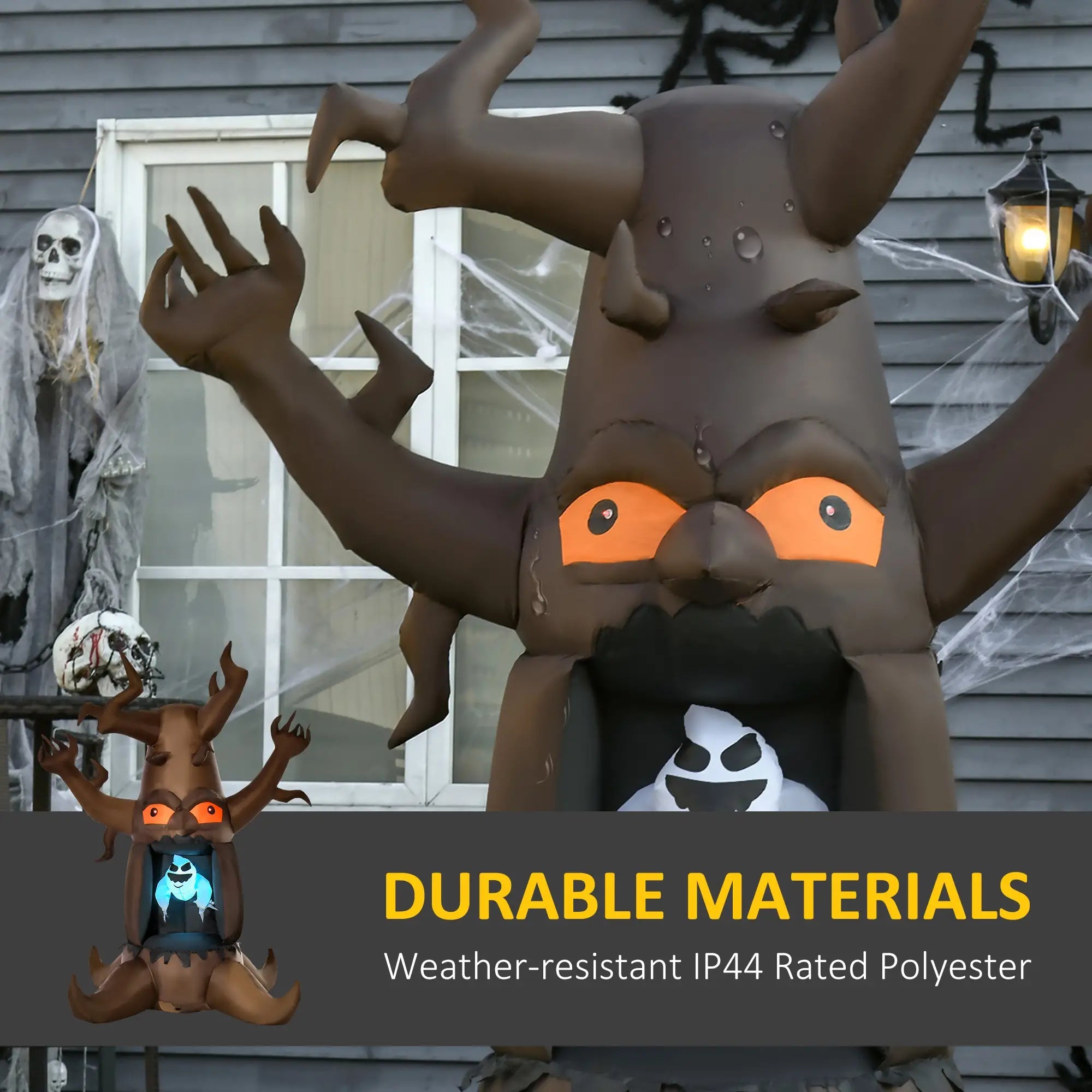 HOMCOM Inflatable Haunted Tree – LED Lighted Halloween Decoration with Owl, Ghost, and Pumpkins