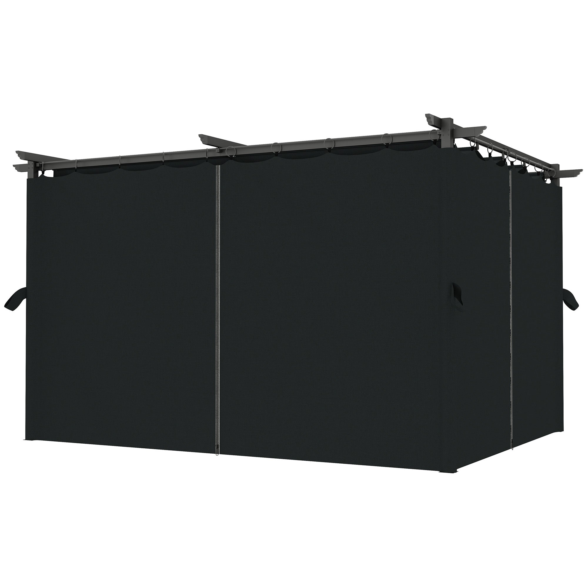 Outsunny 10' x 13' Pergola with Retractable Canopy and Curtains, UPF30+ Sun Shade Shelter for Grill, Garden, Backyard, Deck