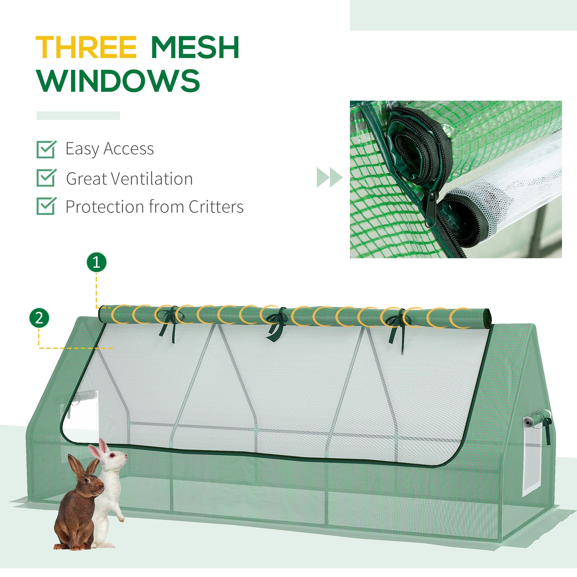 Outsunny Compact Portable Greenhouse Mesh Windows Indoor Outdoor Gardening 94.5" x 35.4" x 35.4" Green