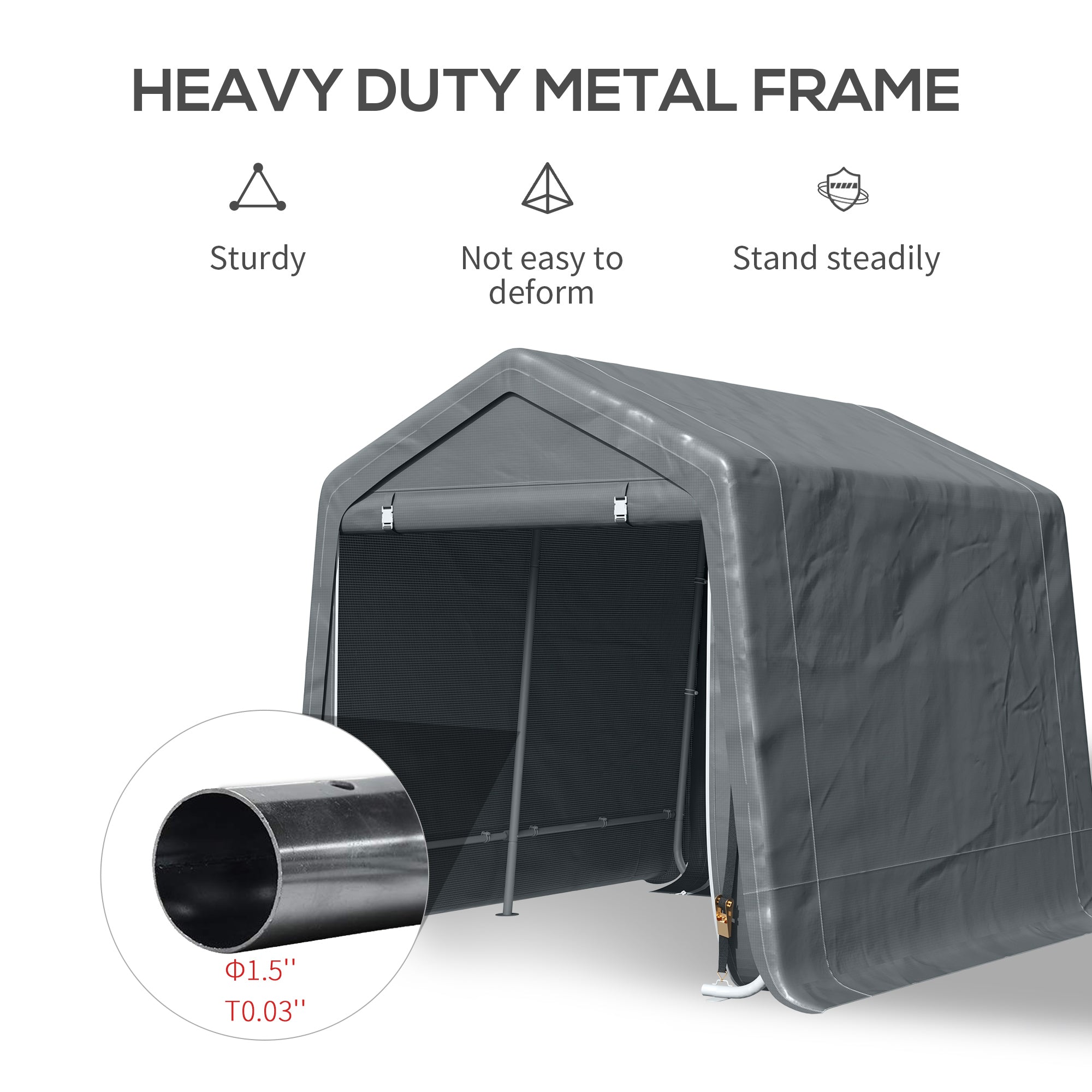 Outsunny 7.9' x 6.6' Garden Storage Tent, Patio Storage Shelter w/ Metal Frame and Double Zipper Doors, Dark Grey