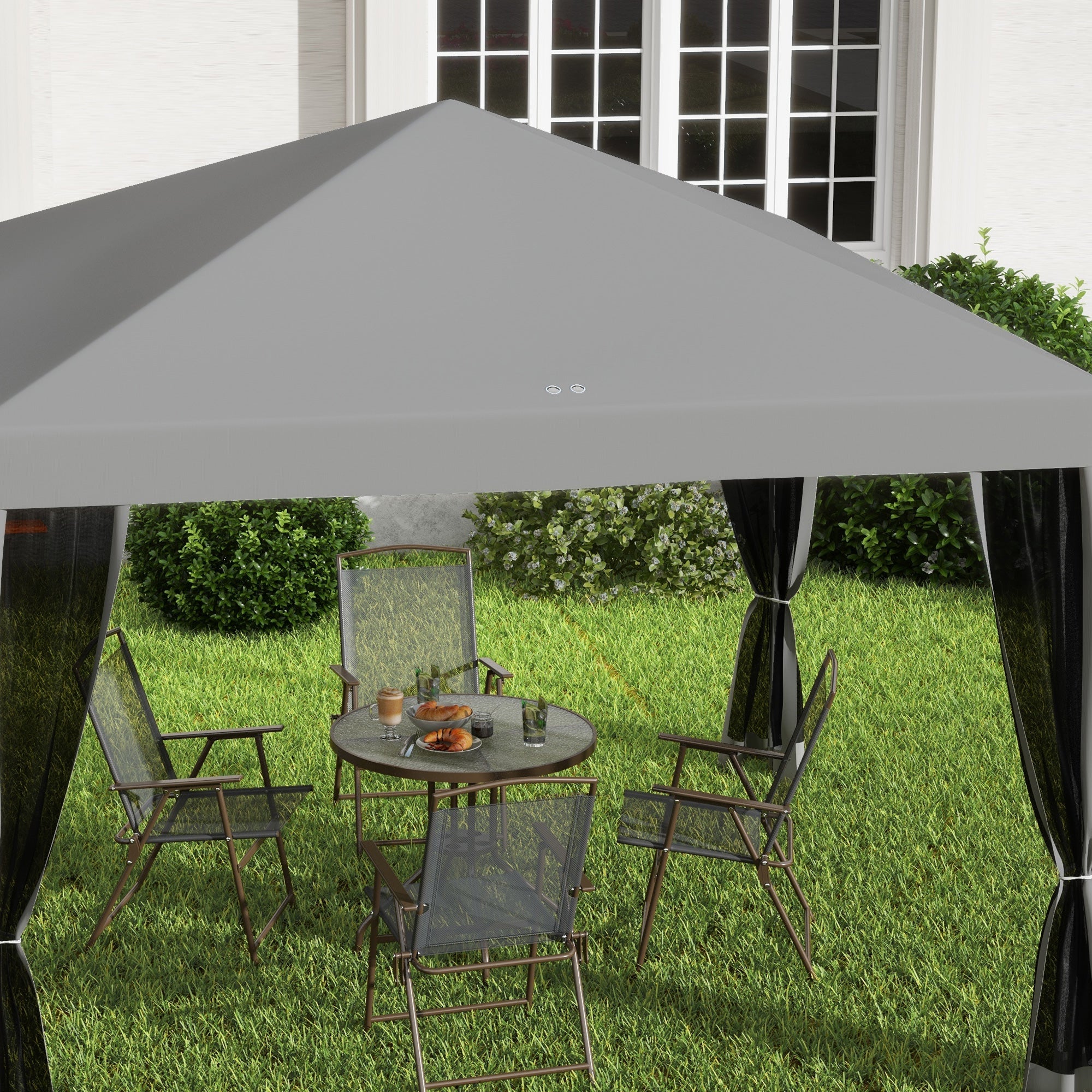 Outsunny Pop Up Canopy Tent: 10' x 10' Gazebo with Mesh Walls and Carry Bag for Outdoor Patio, Light Gray