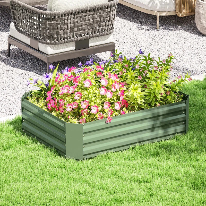 Galvanized Raised Garden Bed, 4' x 3' x 1' Outdoor Metal Planter Box, Raised Bed for Growing Flowers Herbs, Dark Green