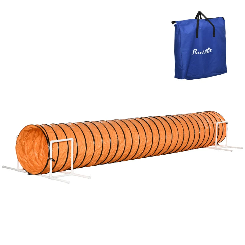 Dog Tunnel, 13 Foot Long, 24" Open Pet Agility Equipment with 2 Support Brackets, Carrying Bag, Orange