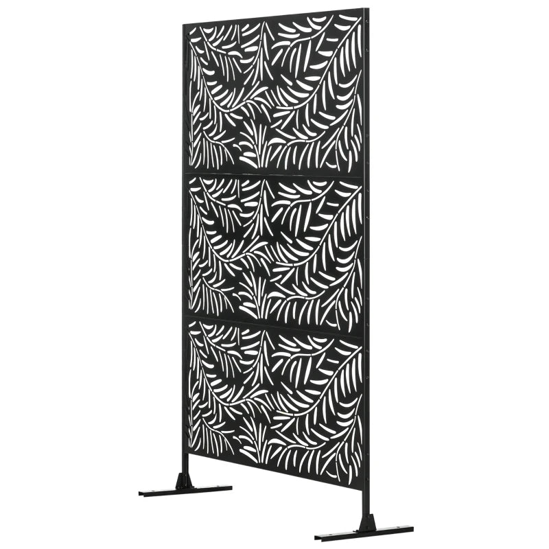 Metal Outdoor Privacy Screen, Decorative Outdoor Divider with Stand and Expansion Screws, Freestanding Privacy Panel for Garden Deck Pool Hot Tub, Willow Branch Style