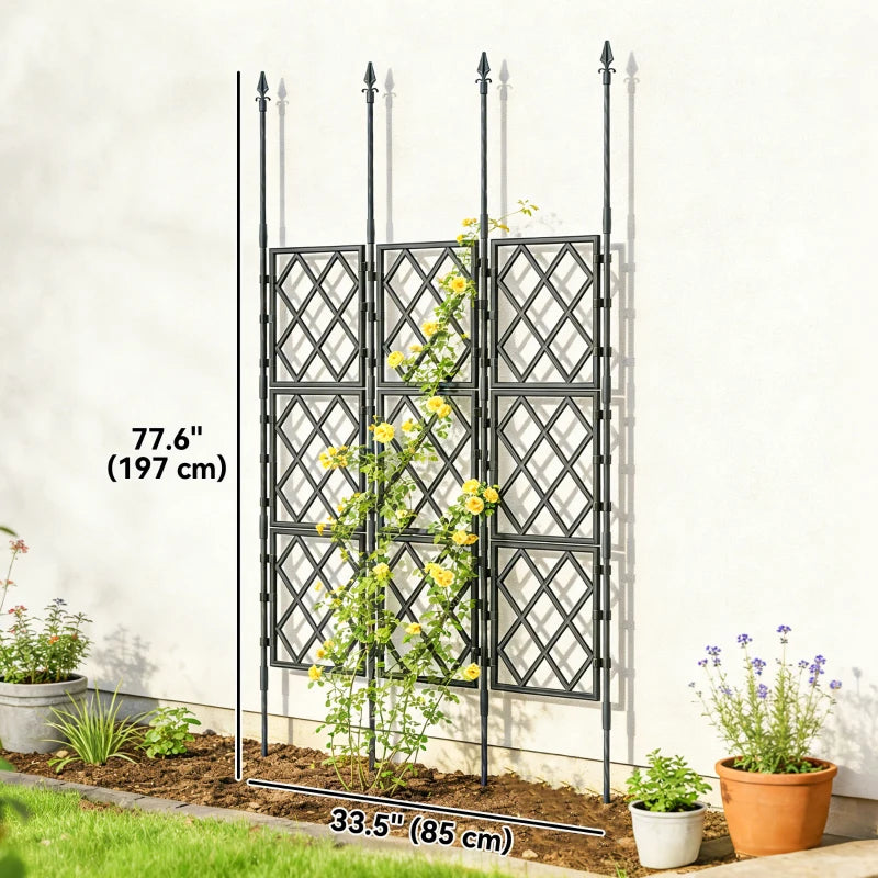 Foldable Garden Trellis, 33.5 x 77.6 Inch Lattice Climbing Support Trellis for Garden, DIY Assembly, Black
