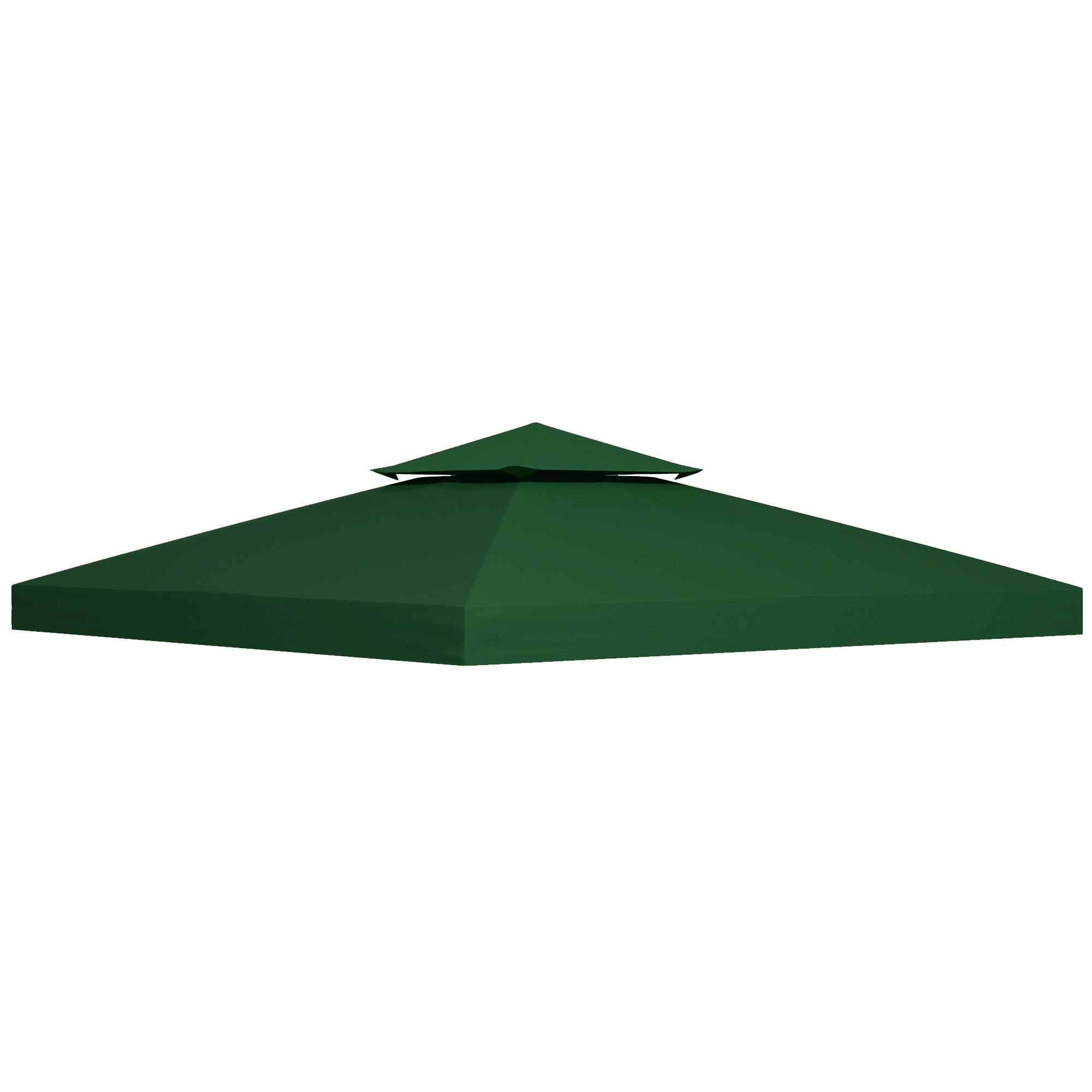 Outsunny 9.8' x 9.8' Square 2-Tier Gazebo Canopy Replacement Top Cover Outdoor Garden Sun Shade, Green
