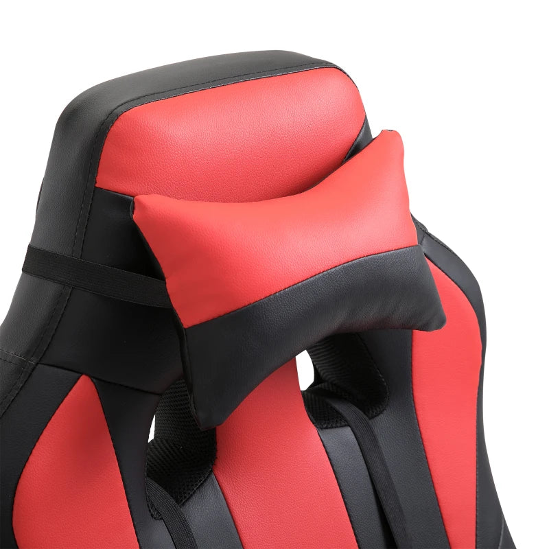 Office Chair High Back Racing Style Gaming Chair Adjustable PU Leather Swivel Computer Task Seat with Lumbar Support and Pillow Red