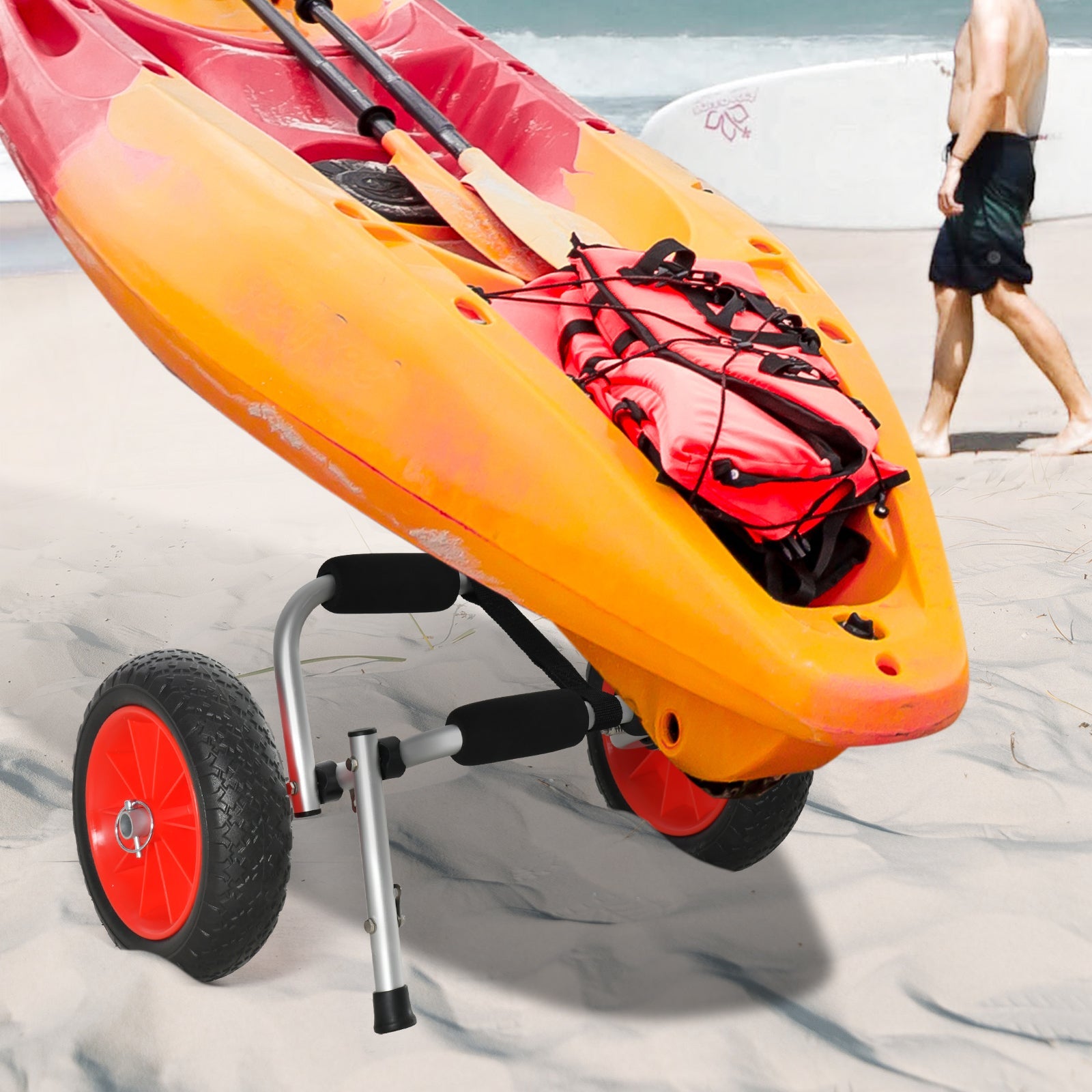 Soozier Rolling Kayak Cart Kayak Cart Dolly Transporter for Cleaning, Storing, & Maintenance with Aluminum Frame & Folding Design