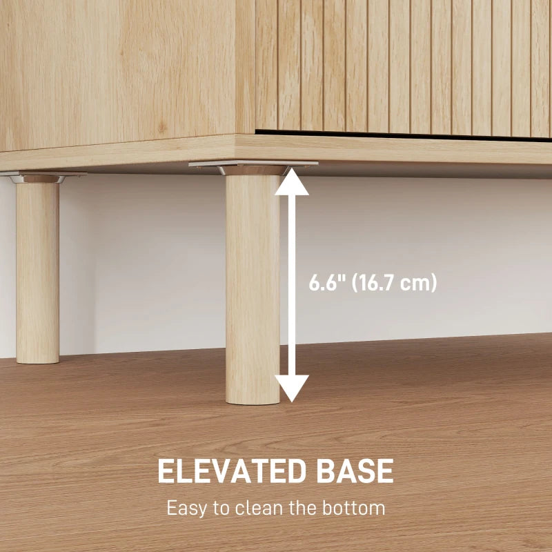 Accent Cabinet with Doors & Adjustable Shelf, Freestanding Console Cabinet with Wood Legs, Elevated Base for Living Room, Oak
