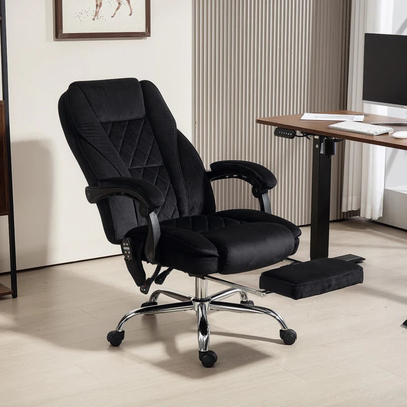 Massage Office Chair, Reclining Computer Chair with Adjustable Height and Footrest, Black