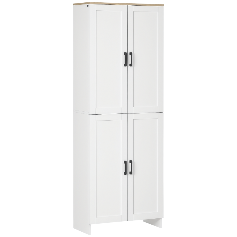 67" 4-Door Kitchen Pantry Cabinet, Freestanding Storage Cabinet Cupboard with Adjustable Shelves, White