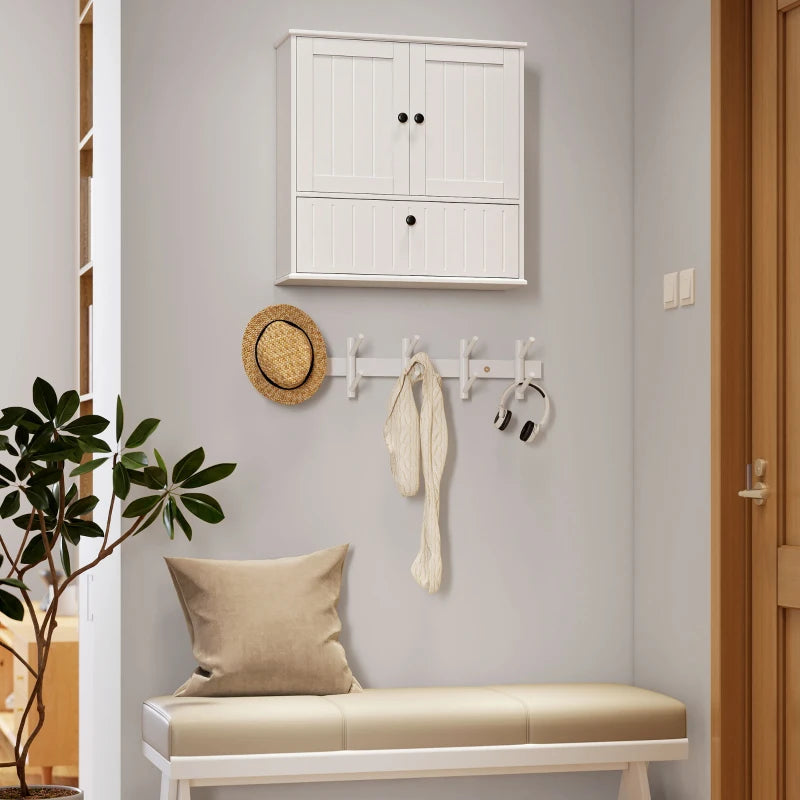 Bathroom Wall Cabinet, Farmhouse Medicine Cabinet with Adjustable Shelves and Flip-Down Door, Over The Toilet, White