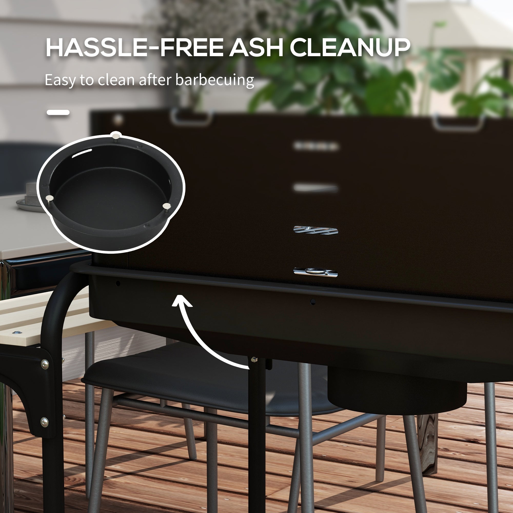 Outsunny Charcoal Barbecue Grill with Adjustable Grill Height, Portable BBQ Trolley with Ash Catcher and Wheels, Black