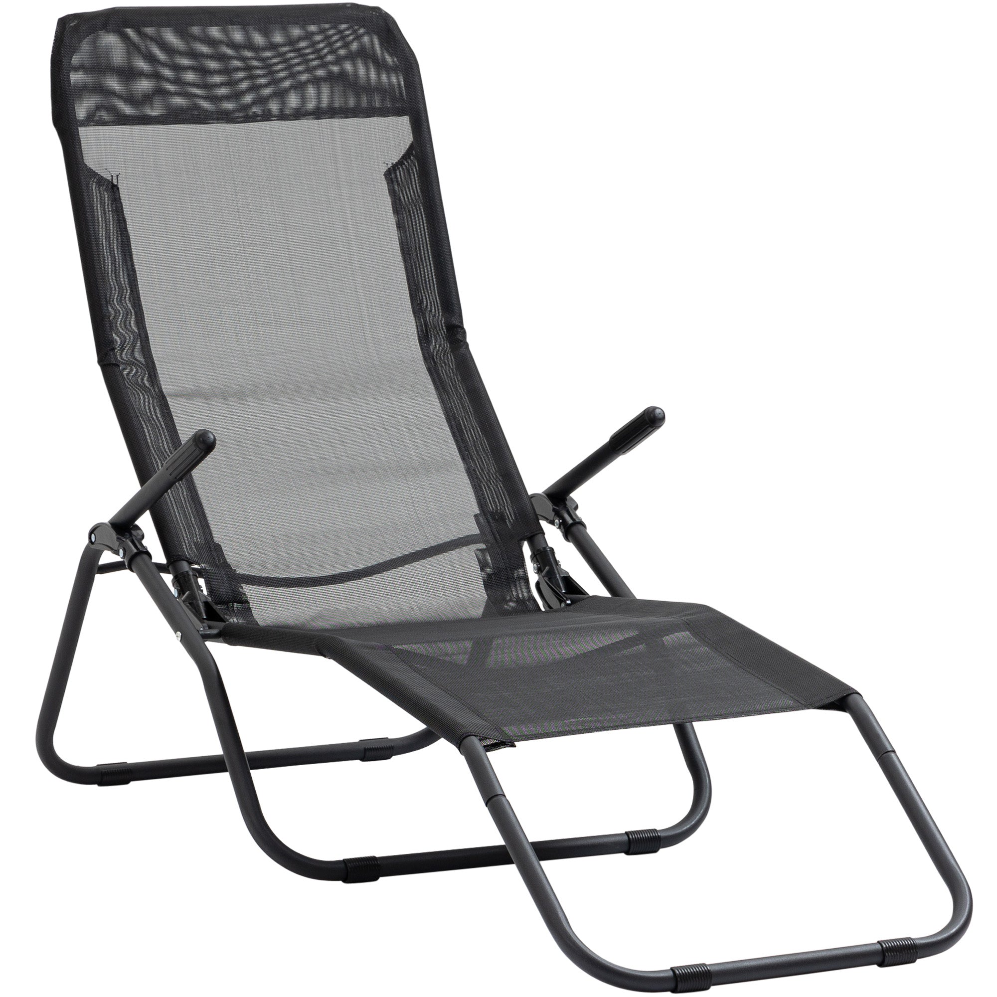 Outsunny Mesh Zero Gravity Lounge Chair Recliners Folding Rocking Chair Outdoor Chaise Lounge for Beach Poolside and Patio Black