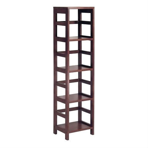 4-Shelf Narrow Shelving Unit Bookcase Tower in Espresso - Free Shipping