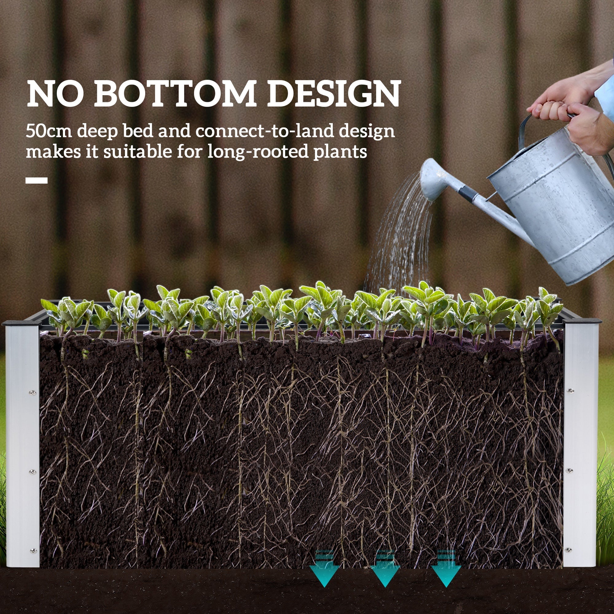 Outsunny 3'x2'x2' Raised Wood/Plastic Planter: Garden Bed for Flowers, Veggies & Herbs in Grey