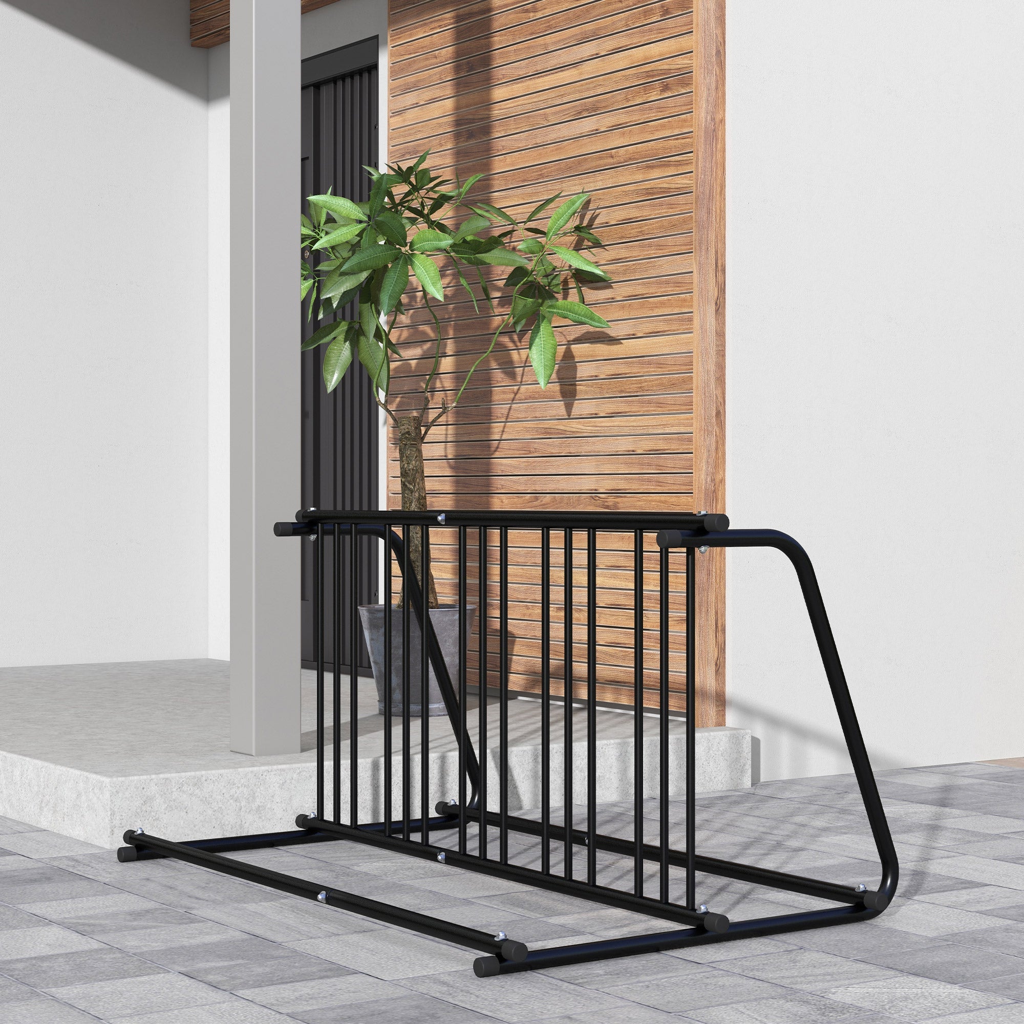 DURHAND Sturdy All-Steel 6-Bike Rack Stand, 61" Dual-Side Bike Storage for Garage, School, Yard