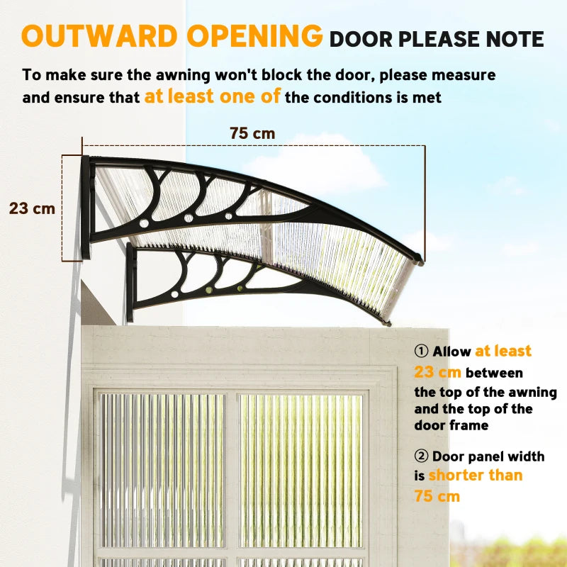 Window Awning Door Canopy, Polycarbonate Cover Patio Awnings, 30" x 50", White