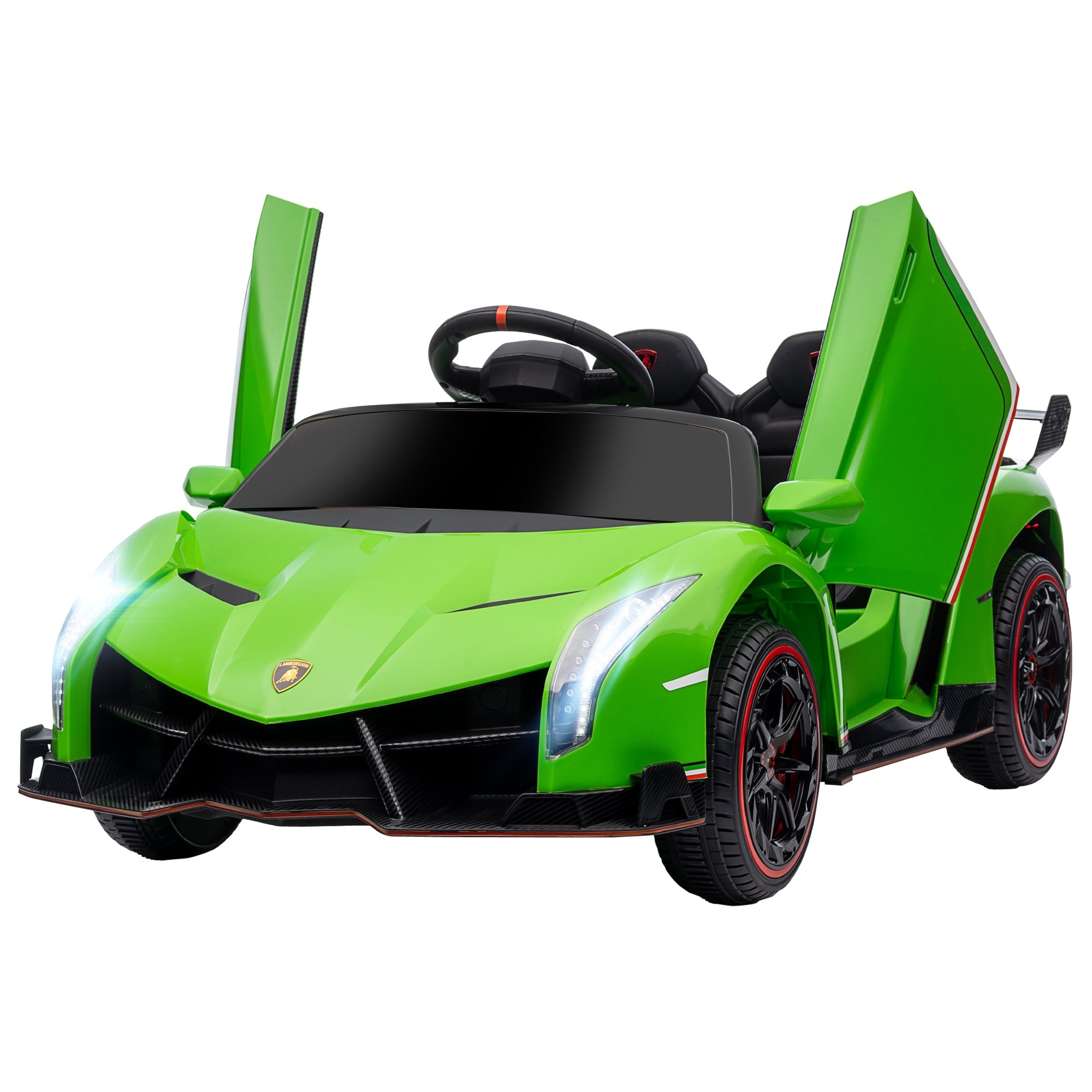Aosom Kids Sports Car: 12V Electric, Butterfly Doors, 4.3Mph, Portable Battery, Green, for Boys/Girls