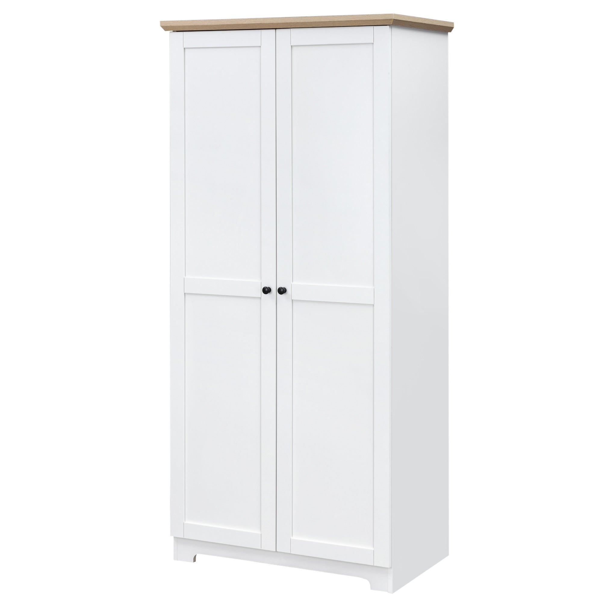 HOMCOM White 68" Kitchen Pantry Cabinet: Freestanding 2-Door Cupboard with 4-Tier Shelving for Dining Room