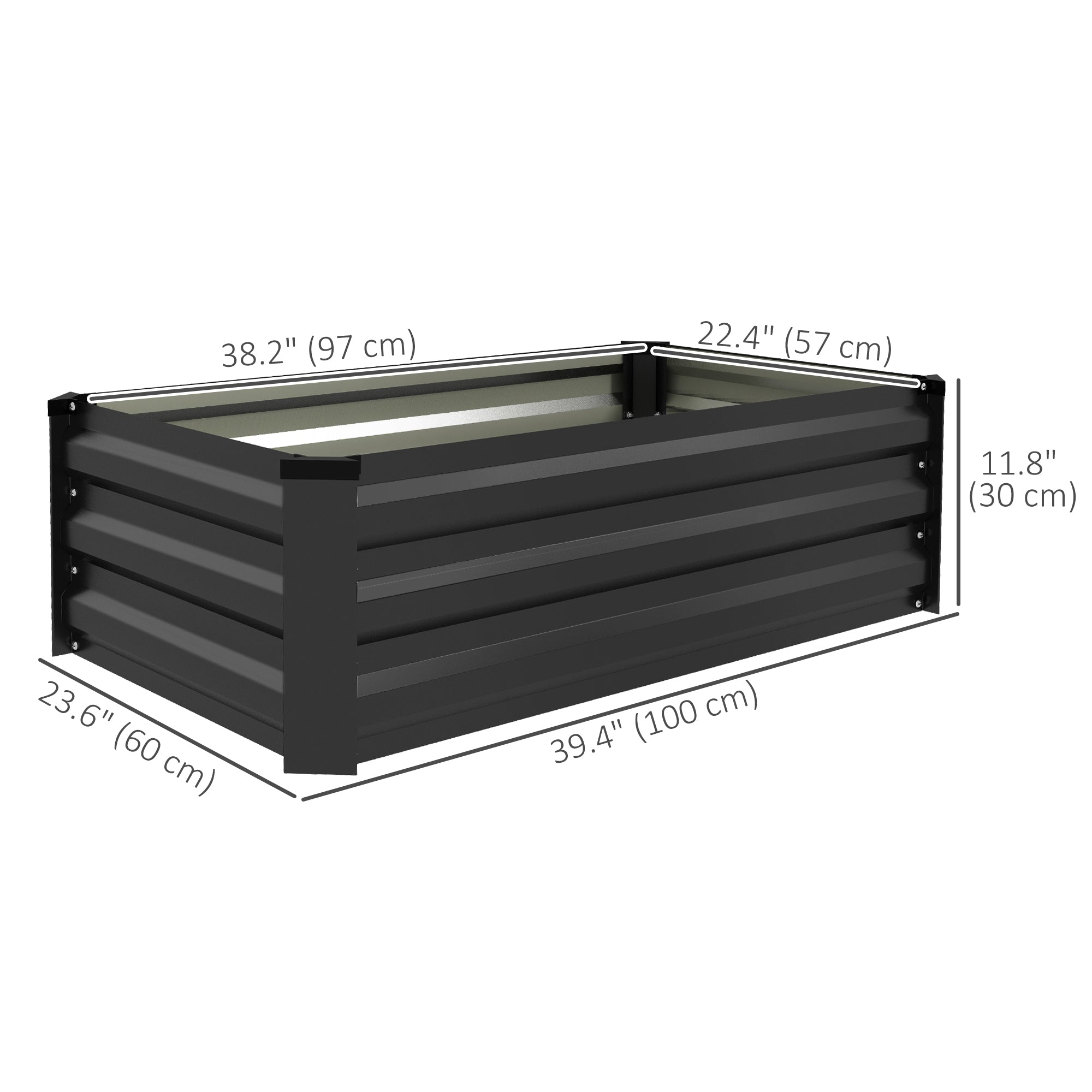 Outsunny Set of 2 Galvanized Raised Garden Beds in Grey - Outdoor Planter Boxes for Flowers, Herbs & Vegetables