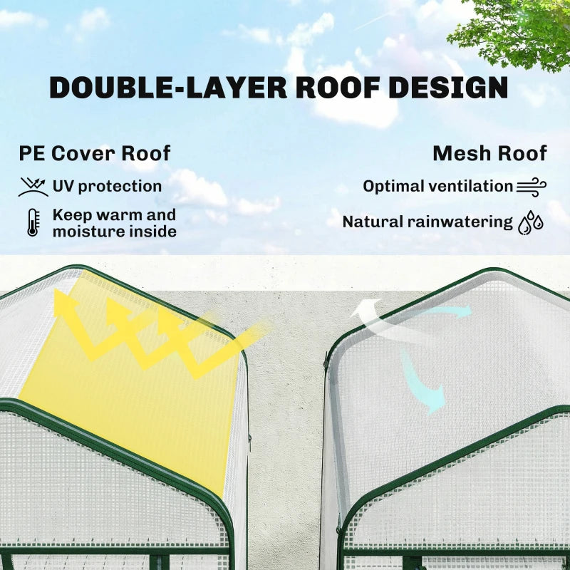 Mini Greenhouse with Screen Roof, Portable Small Greenhouse with Roll-Up Zipper Door, 27.6" x 19.7" x 75.6", White