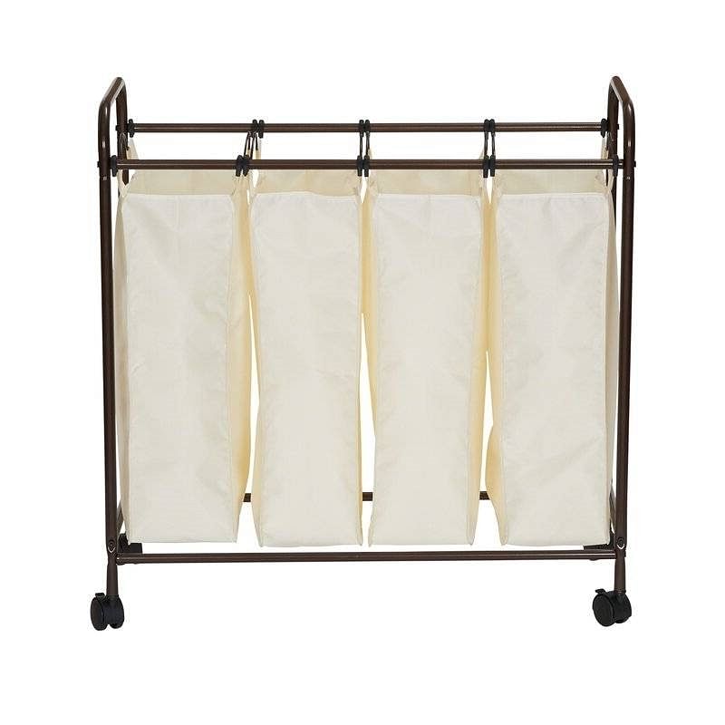 Farmhouse 4 Section Removeable Bag Wheeled Laundry Sorter Cart - Free Shipping