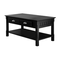 Country Style Black Wood Coffee Table with 2 Storage Drawers - Free Shipping