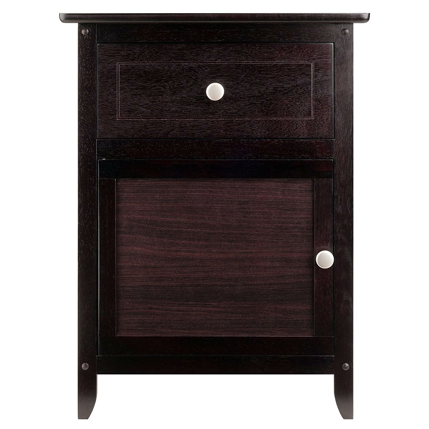 Espresso Wood End Table Nightstand Accent Table - Free Shipping