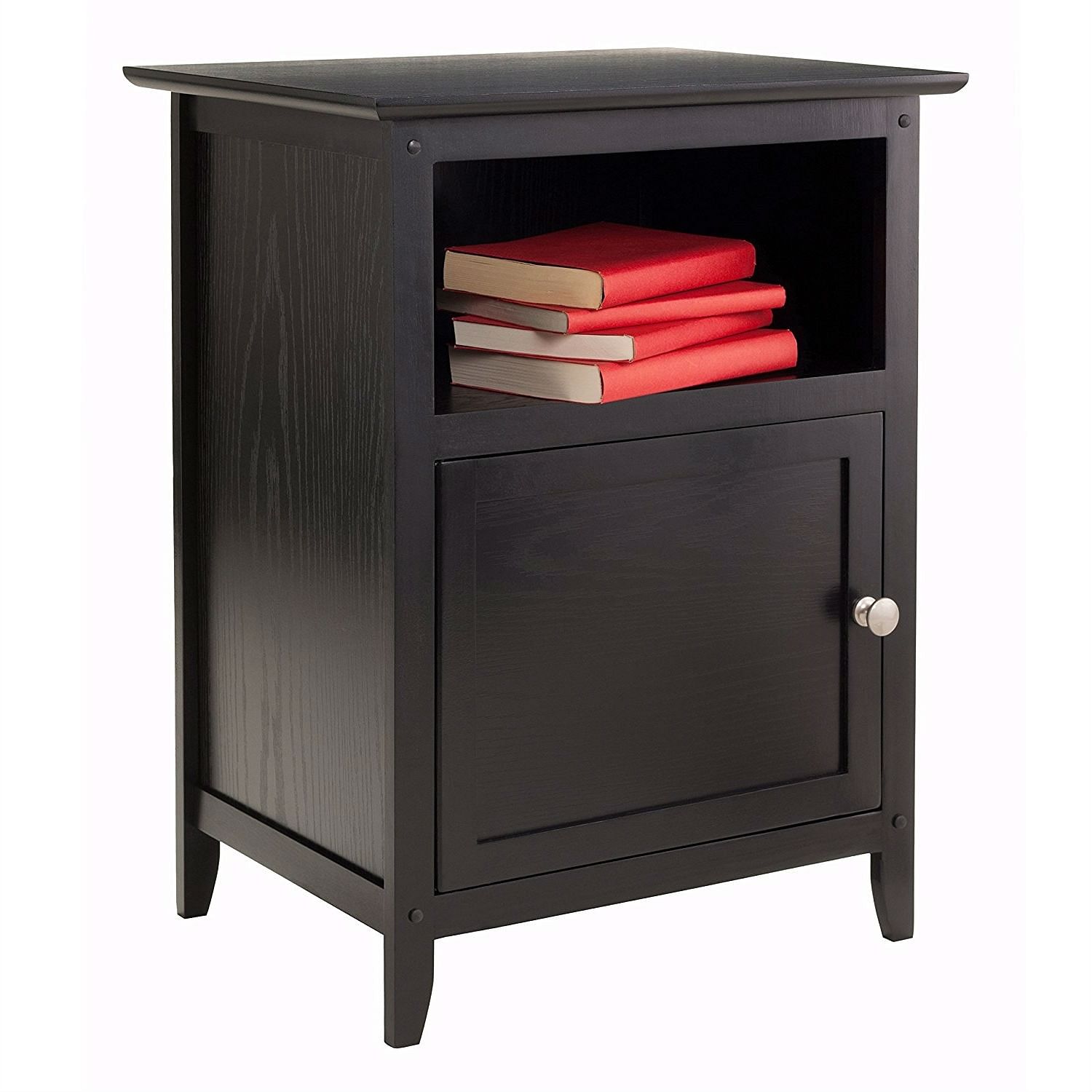 Black Shaker Style End Table Nighstand with Shelf - Free Shipping