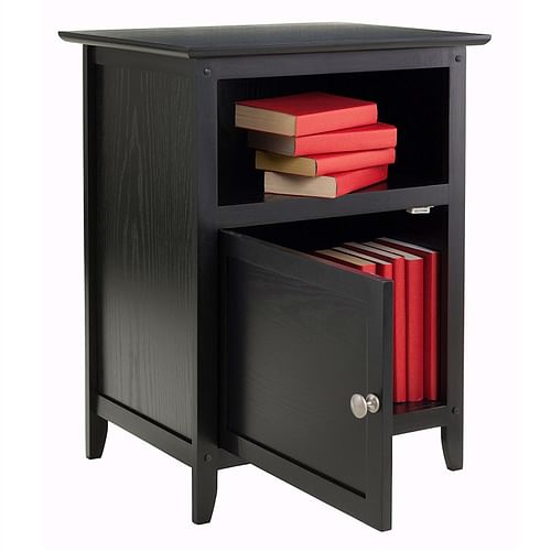 Black Shaker Style End Table Nighstand with Shelf - Free Shipping