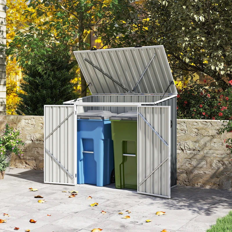 5ft x 3ft Outdoor Storage Shed, Garbage Bin Shed Organizer with Lockable Double Doors and Openable Lid