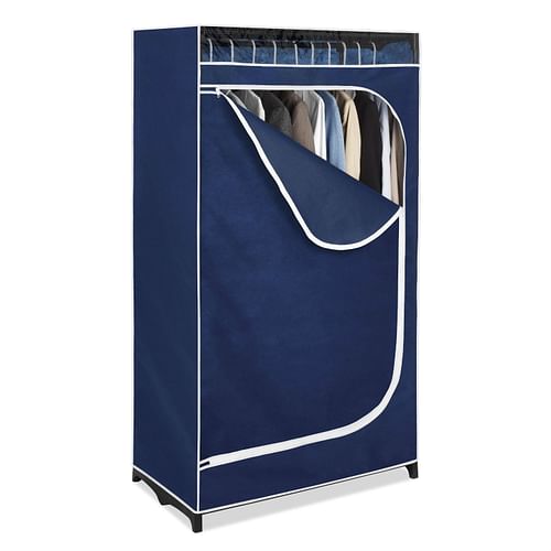 Portable Clothes Closet Wardrobe in Blue Breathable Fabric - Free Shipping
