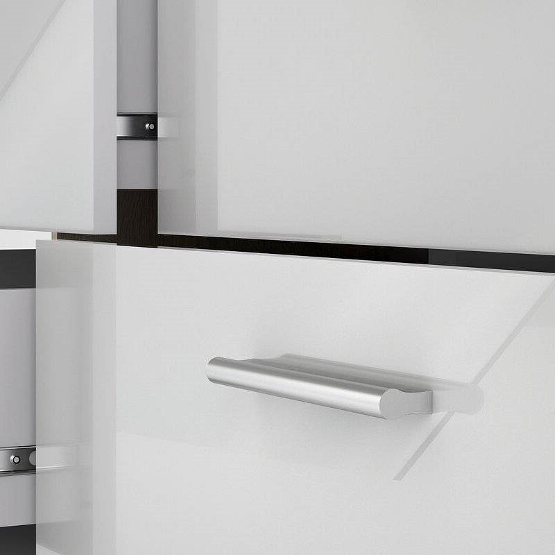 White Modern Bedroom 8-Drawer Double Dresser with Oak Finish Sides and Top - Free Shipping