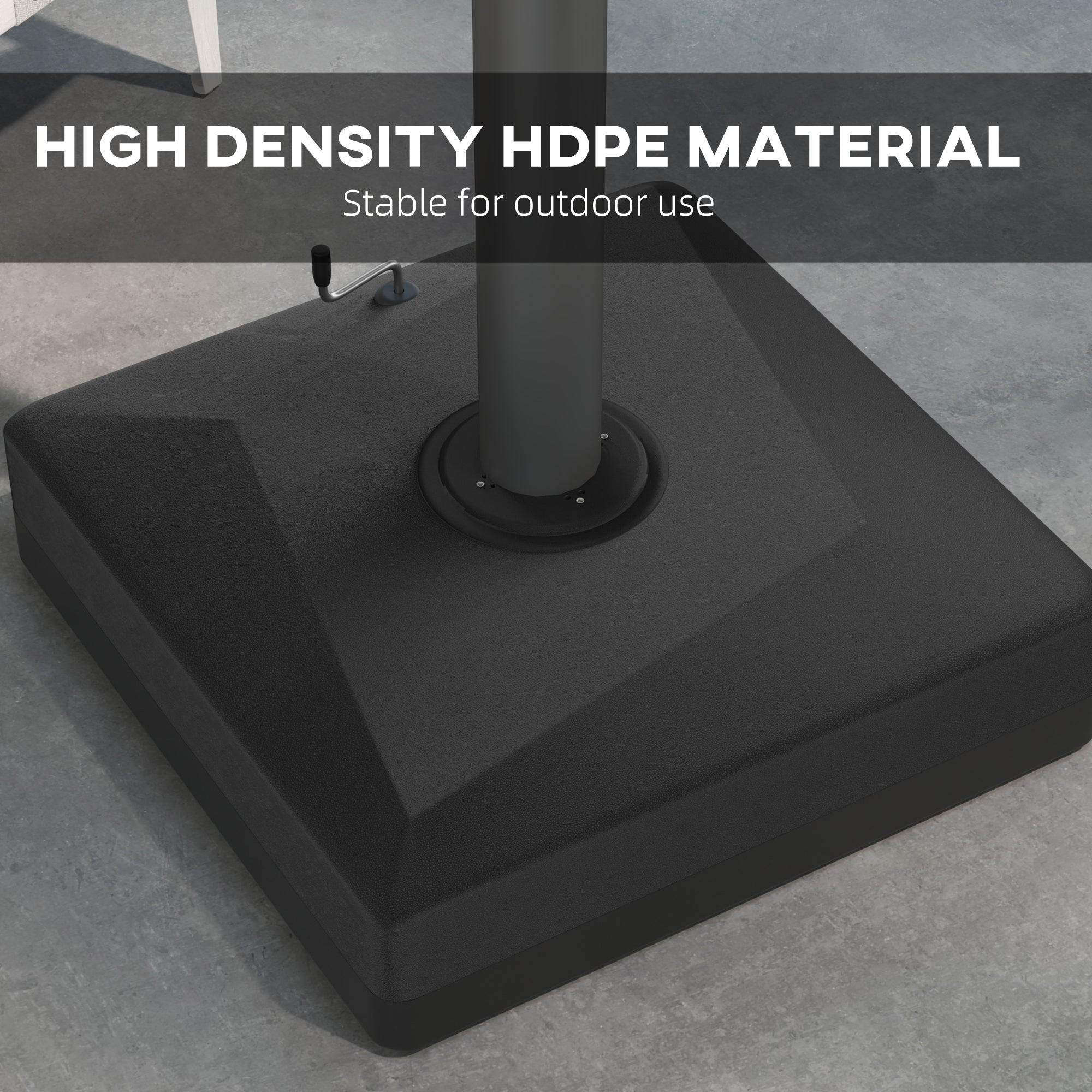 Outsunny Cantilever Umbrella Base with Wheels 40lbs Fillable Stand Adjustable Foot Pads Black