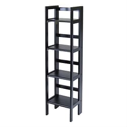 Black 4-Tier Shelf Folding Shelving Unit Bookcase Storage Shelves Tower - Free Shipping