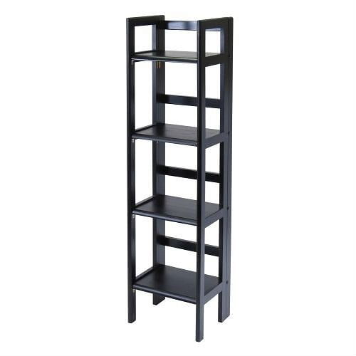 Black 4-Tier Shelf Folding Shelving Unit Bookcase Storage Shelves Tower - Free Shipping
